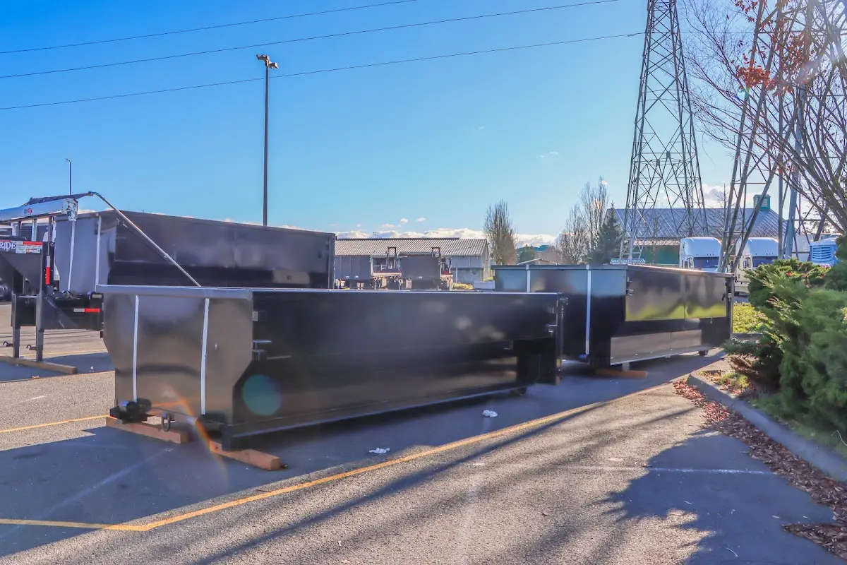 Roll-off dumpster ready for waste disposal at job site for Construction Dumpster Rental in Ellettsville